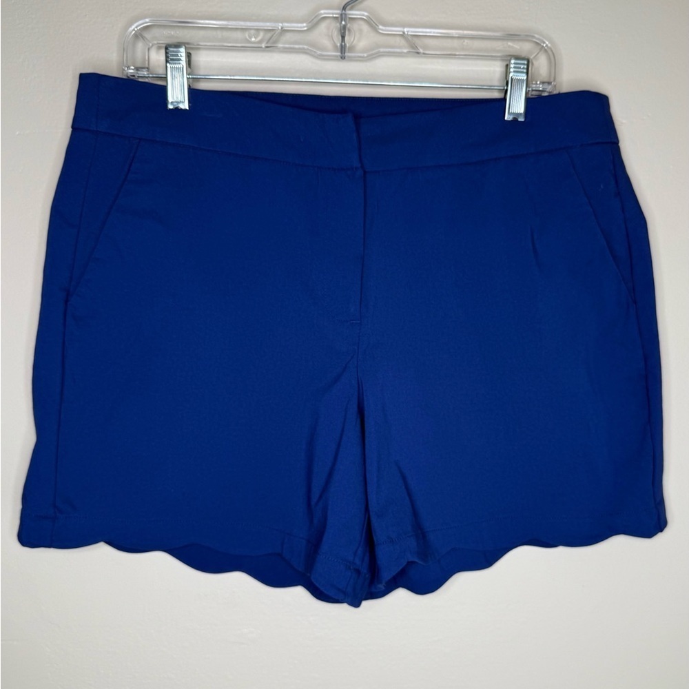 New Directions Blue Scalloped Hem High Waist Shorts Size 12